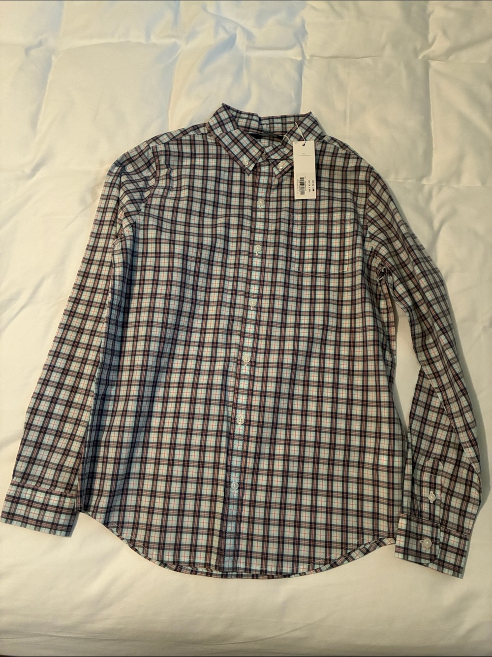 Janie and Jack Plaid Button-Down Shirt in Blue, White & Red